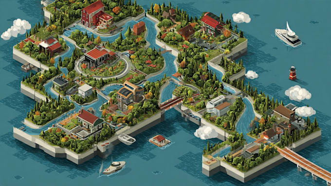 create a isometric map illustration