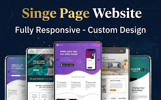 create single page website, one page website, custom website in html CSS js
