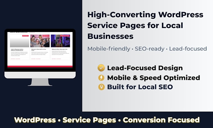 design or create wordpress service page or landing page