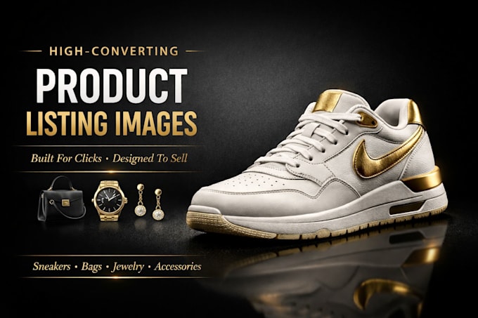 design premium product listing images for shoes, bags, watches jewelry