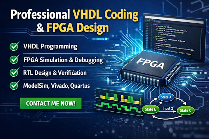 do professional vhdl coding, fpga design, simulation, and debugging