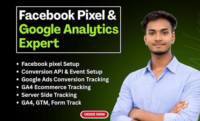 setup conversion tracking, ga4,GTM, fb pixel, ecommerce and server side tracking