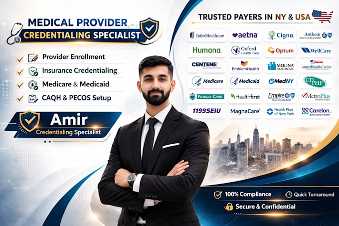 handle medical credentialing, caqh, and insurance enrollment