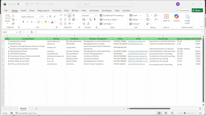 data research, prospect list building, email, data entry