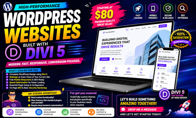 build and redesign wordpress websites with divi premium