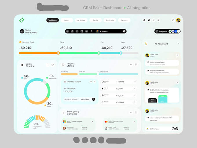 develop ai powered CRM for startups and small business, web app, saas, erp, pos
