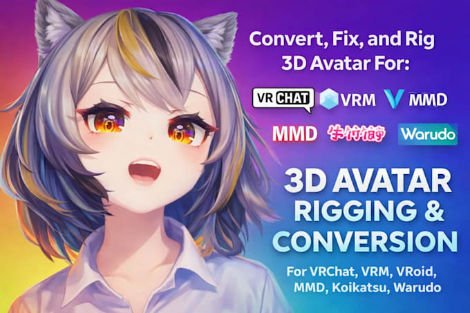 Convertir, arreglar y riggear avatar 3d para vrchat, vrm, vroid, mmd ...