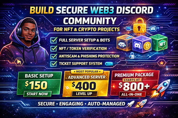 create a secure web3 discord community with nft verification, bots, engagement