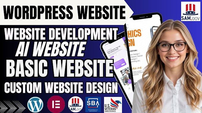 design basic wordpress website, simple business website landing page
