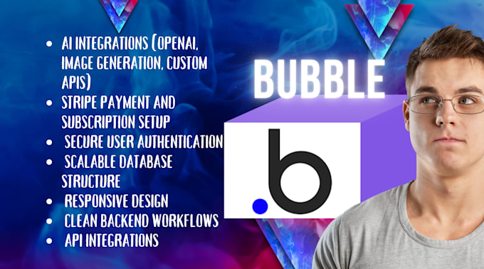 build your ai powered mvp, saas using bubble io with API and stripe integration