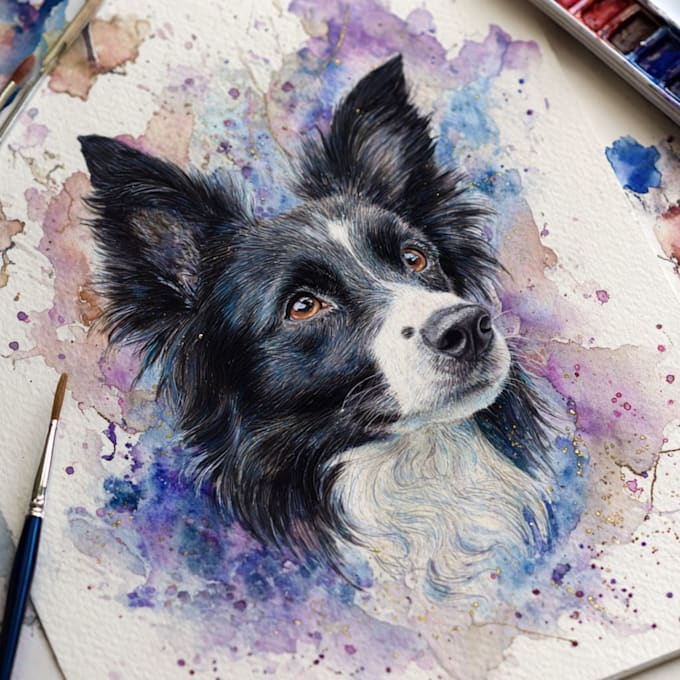 draw watercolor pet portrait
