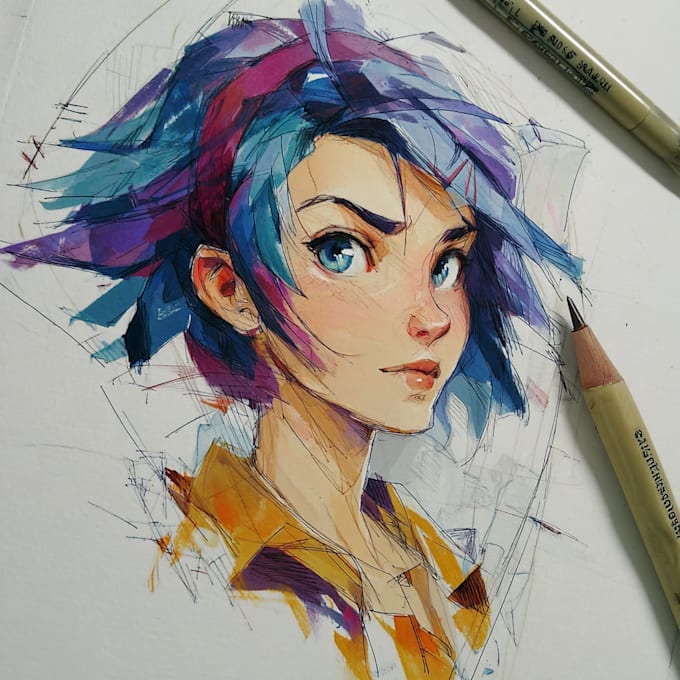 draw anime character art illustration