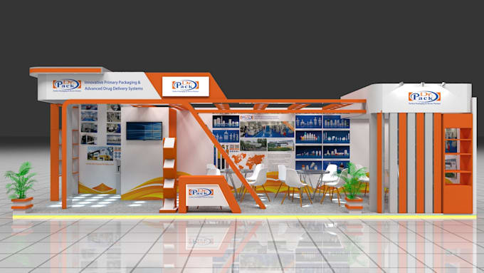 do create attractive 3d model, stall design, booth design,