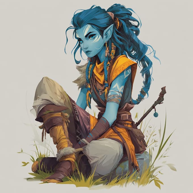 do a fantasy character art and character
