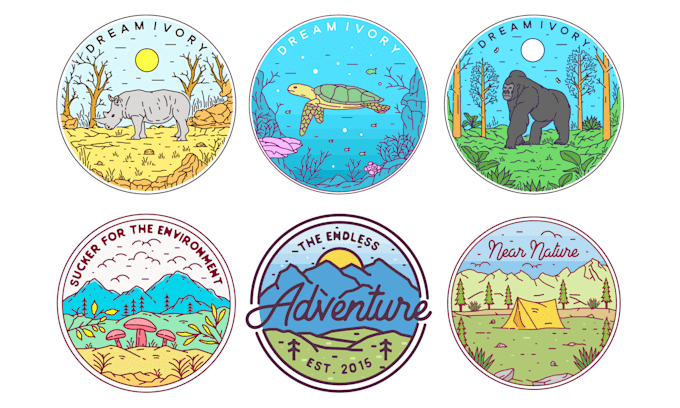 create vintage retro monoline badge, logo design