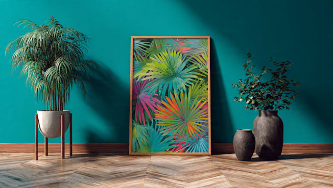 design abstract printable tropical palm leaf wall art