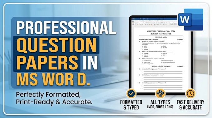 create question paper in ms word for you