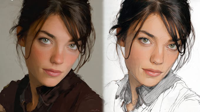 paint realistic or cartoon digital portraits