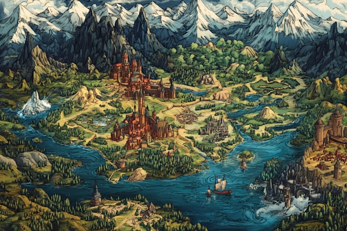 design a unique vector map, realistic or fantasy