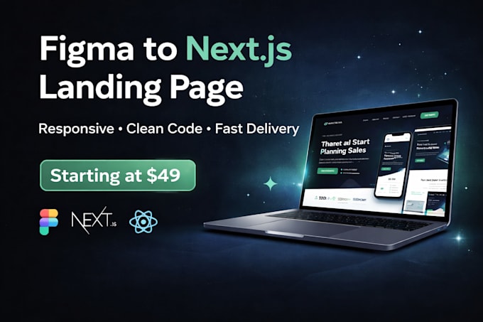 convert figma to responsive nextjs website or landing page