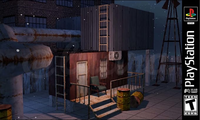 do 3d ps1 psx styled low poly environment, game map, animation retro visualizer