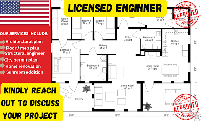 review draw architectural plan, floor plan, mep pe stamp as licensed engineer