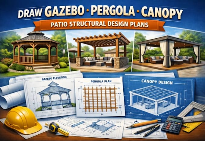 draw gazebo pergola canopy patio structural design plans