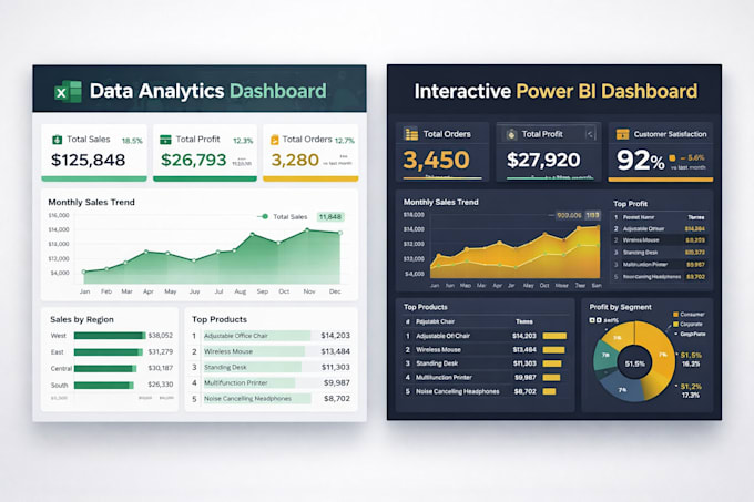 Create professional excel dashboard, power bi reports and sql analysis ...