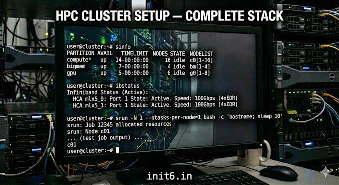 set up a linux hpc cluster with openhpc, slurm, and infiniband