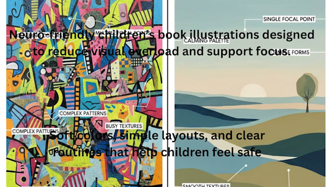 create neurodivergent  educational visuals and storybook art