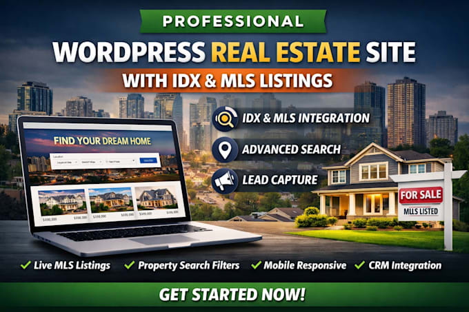 create professional wordpress real estate website with idx, mls listings