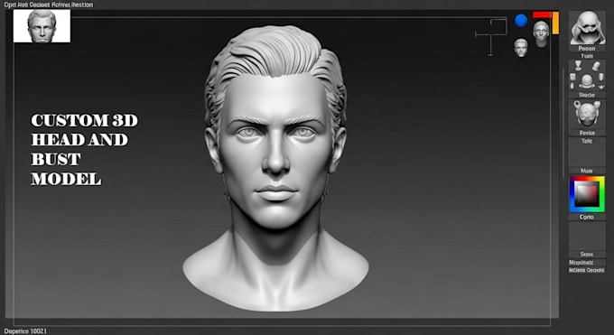 sculpt realistic 3d head model or bust for game and 3d printing