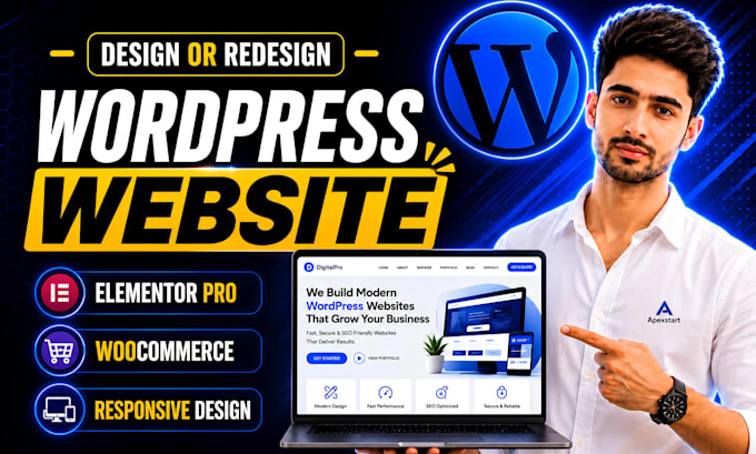 design redesign wordpress website, website development as a full stack developer