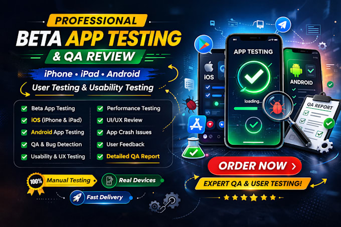 do beta app testing QA for iphone ipad android user testing usability testing