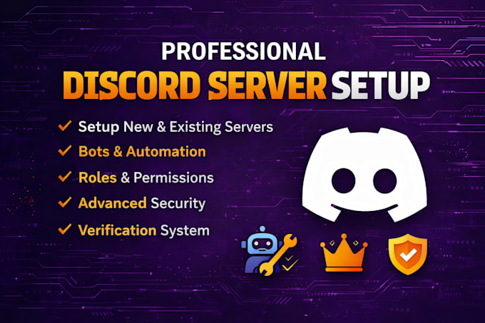 setup professional discord server with bots, roles and channels