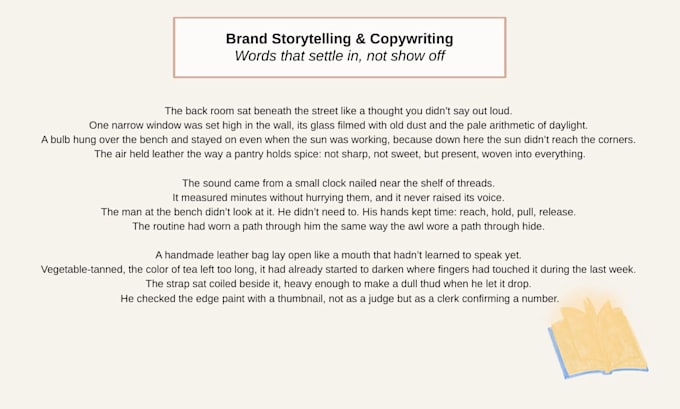 write atmospheric brand story and about page copy