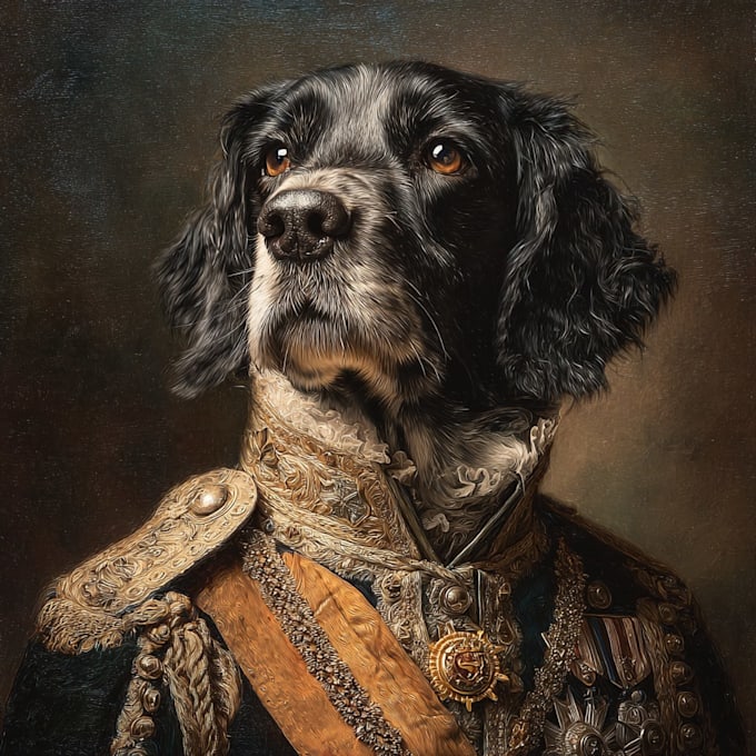 create custom royal pet portrait in high quality