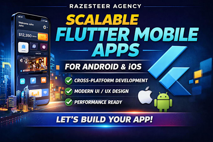 build scalable flutter mobile apps for android ios with modern UI UX