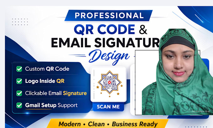 create qr code design and html email signature for business