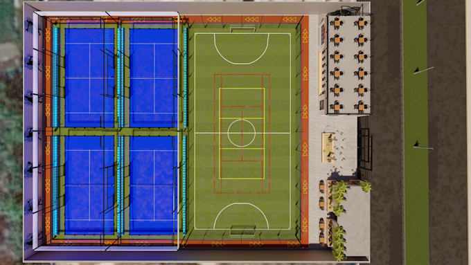design 3d padel, tennis, pickleball, badminton   courts