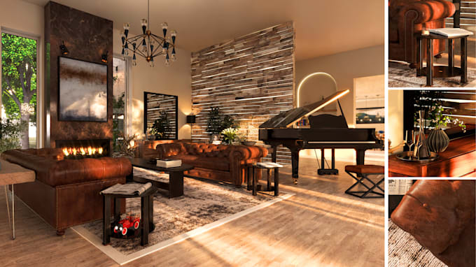 create photorealistic 3d interior design and room visualization