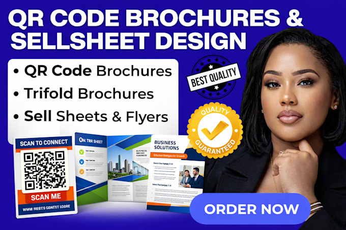 design qr code pamphlet design, trifold brochure design, or sell sheet design