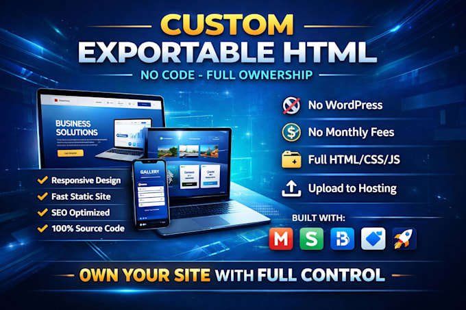 build website using mobirise silex bludit rocketcake with exportable HTML
