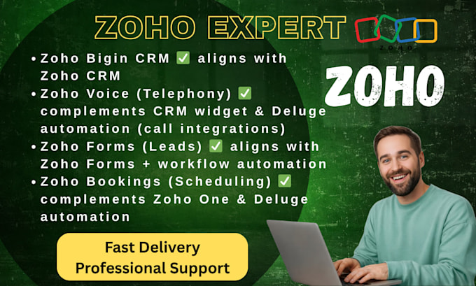 setup and customize zoho CRM, zoho creator, zoho books and zoho automation