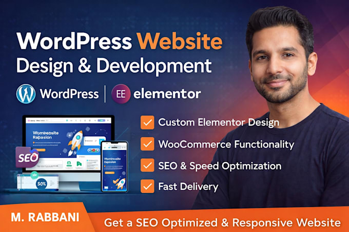 build perfect wordpress websites with elementor, responsive, fast, SEO friendly