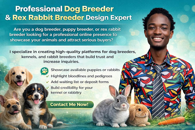 create dog breeder website, kennel website and rabbit breeder website