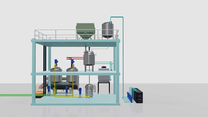 Create 3d industrial animation, mechanical animation, factory workflow ...