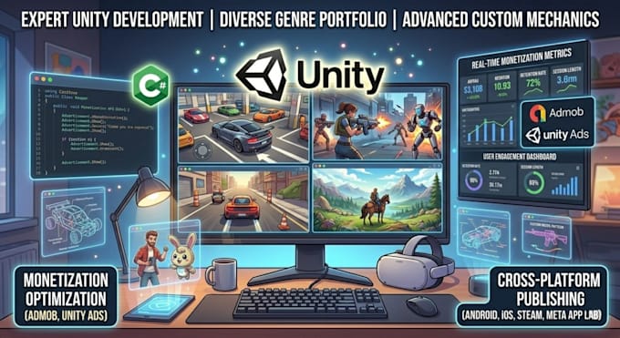 develop a unity 3d game for mobile, VR, or webgl