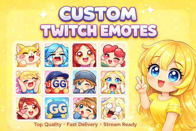 design custom twitch emotes, youtube emojis, kick and streamer emotes