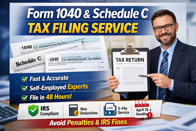 file your 1040 and schedule c for self employed within 48 hours